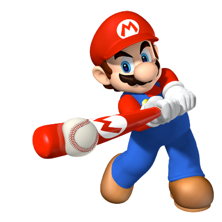 A picture of Mario playing baseball